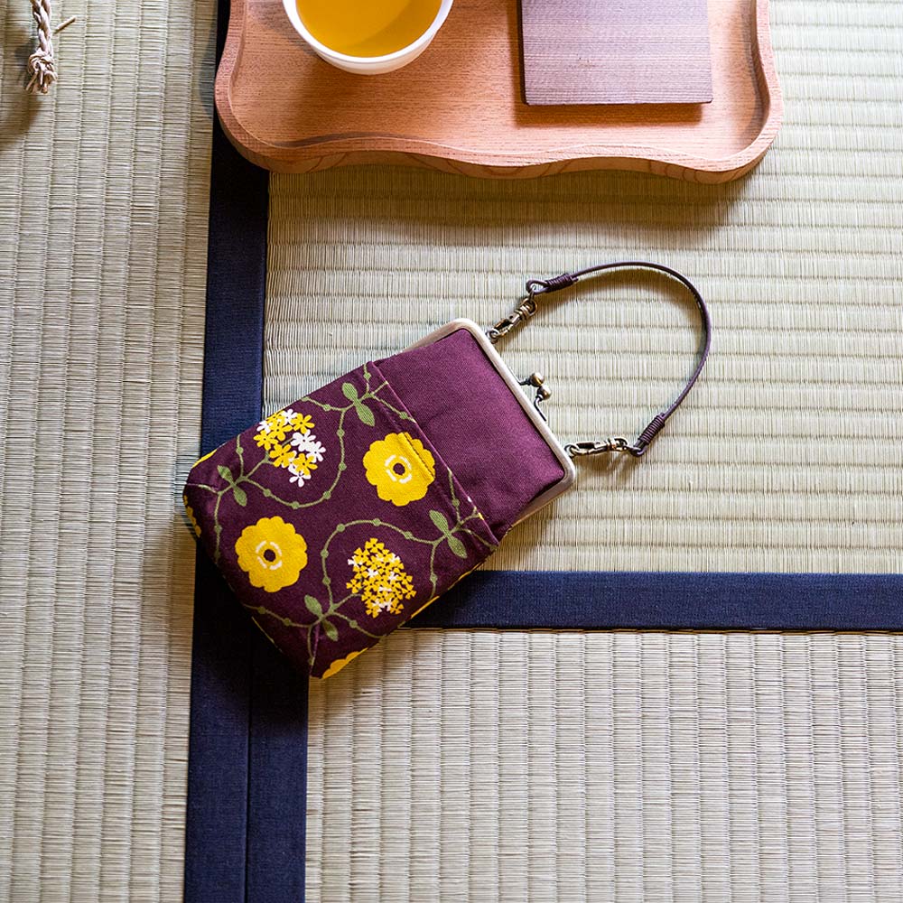 がま口スマホポーチ「はなつつみ」 セール品につきラッピング・手提げ不可
