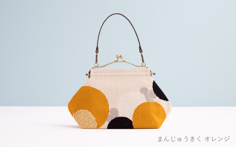 横長ベンリーがま口「まんじゅうきく オレンジ」