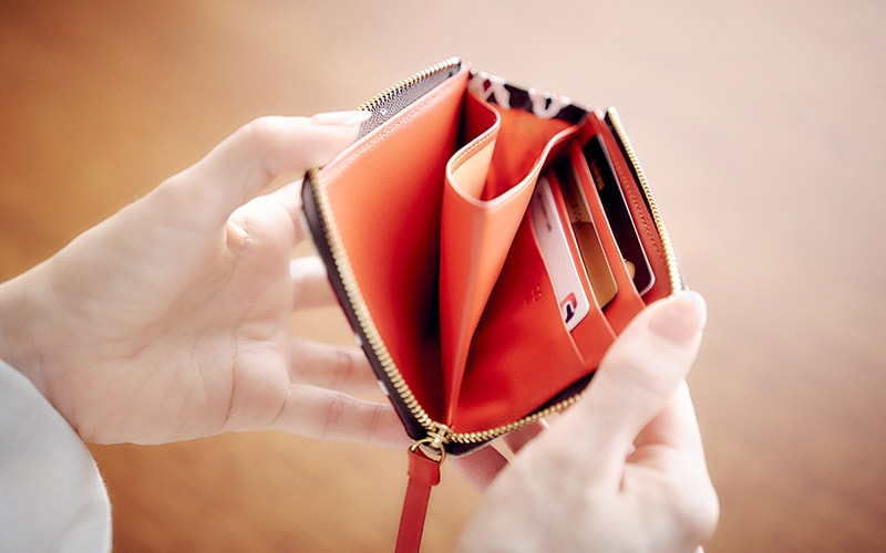 手捺染 シルクミニ財布 [ゆらりすいせん]