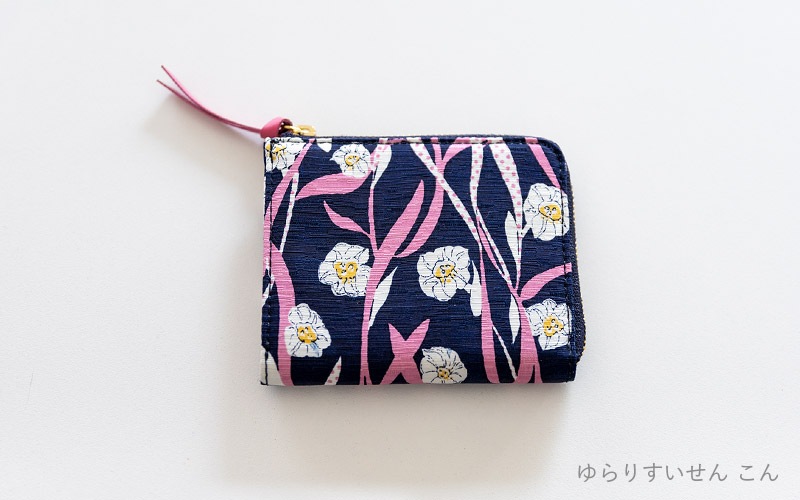 手捺染 シルクミニ財布 [ゆらりすいせん]