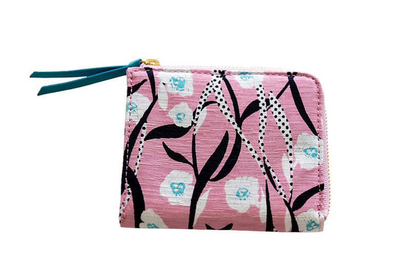 手捺染 シルクミニ財布 [ゆらりすいせん]