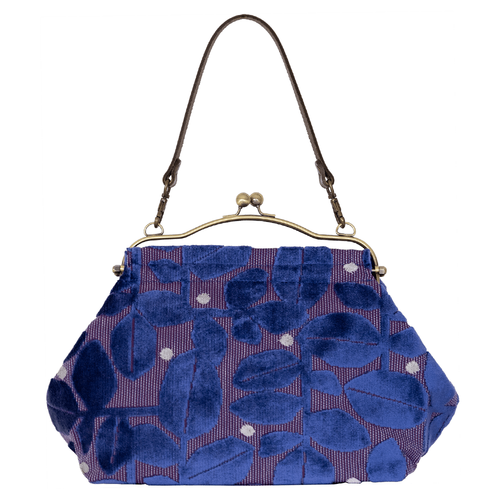 横長ベンリーがま口「モケットはっぱドット」