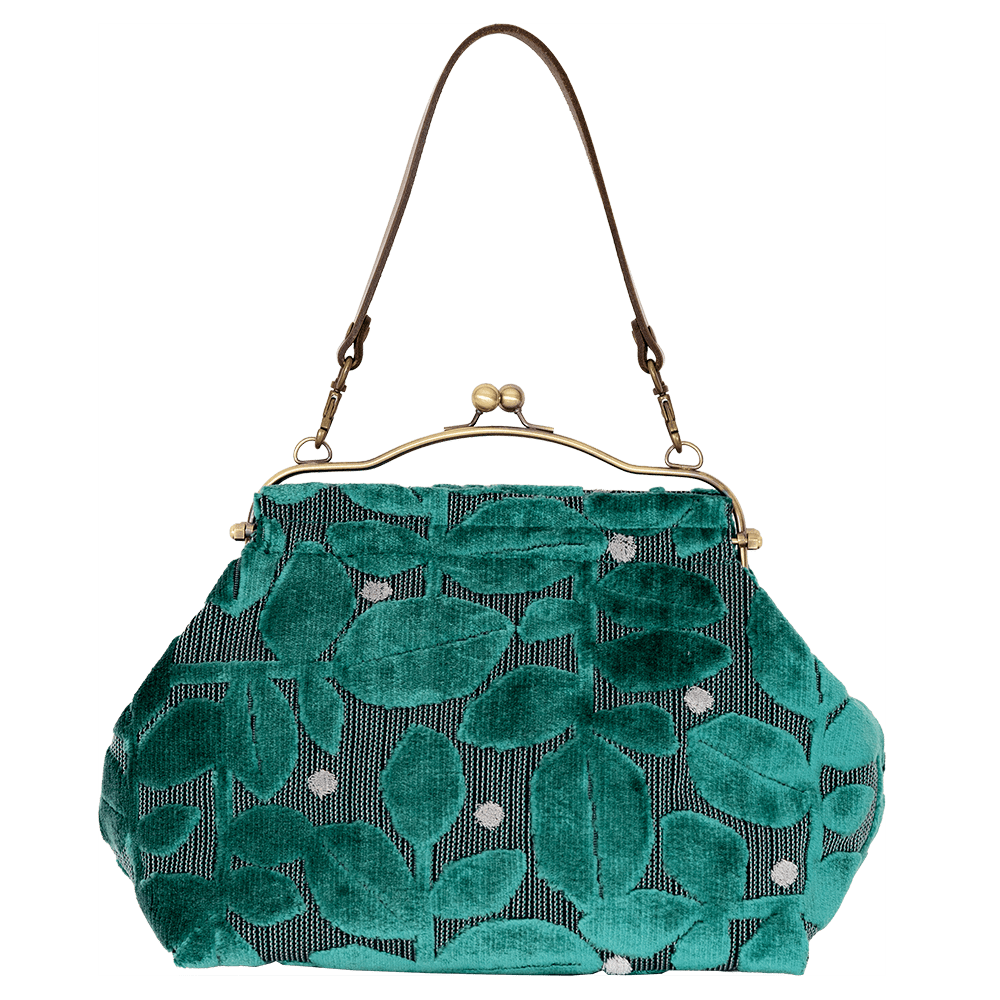 横長ベンリーがま口「モケットはっぱドット」