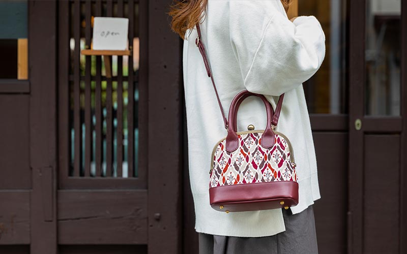 手捺染 シルク2wayがま口バッグ [ほしのぶーけ]