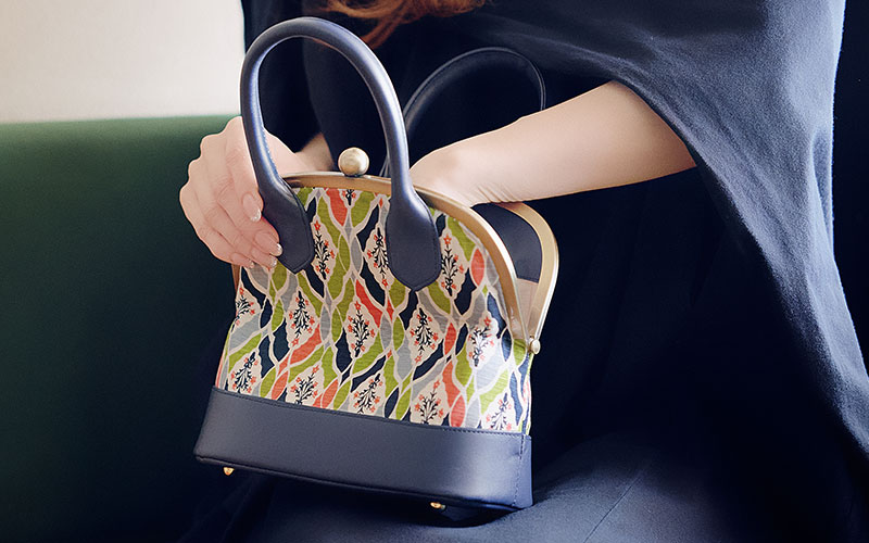 手捺染 シルク2wayがま口バッグ [ほしのぶーけ]