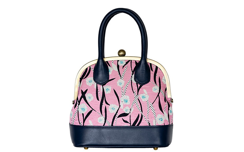 手捺染 シルク2wayがま口バッグ [ゆらりすいせん]