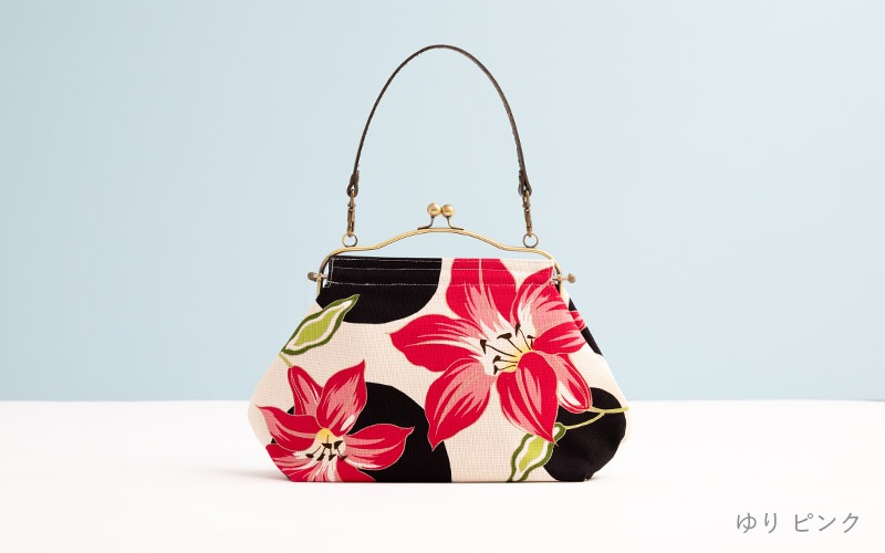横長ベンリーがま口「ゆり ピンク」