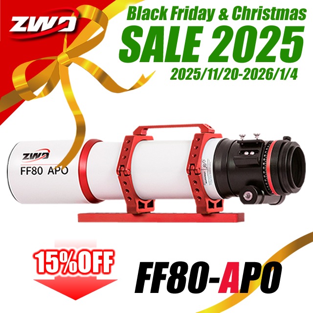 大型低周波　メーカー希望価格2,50,0000円 ZWO FF80-APO（600mm/F7.5）【ZWO・Black-Friday & Christmas SALE