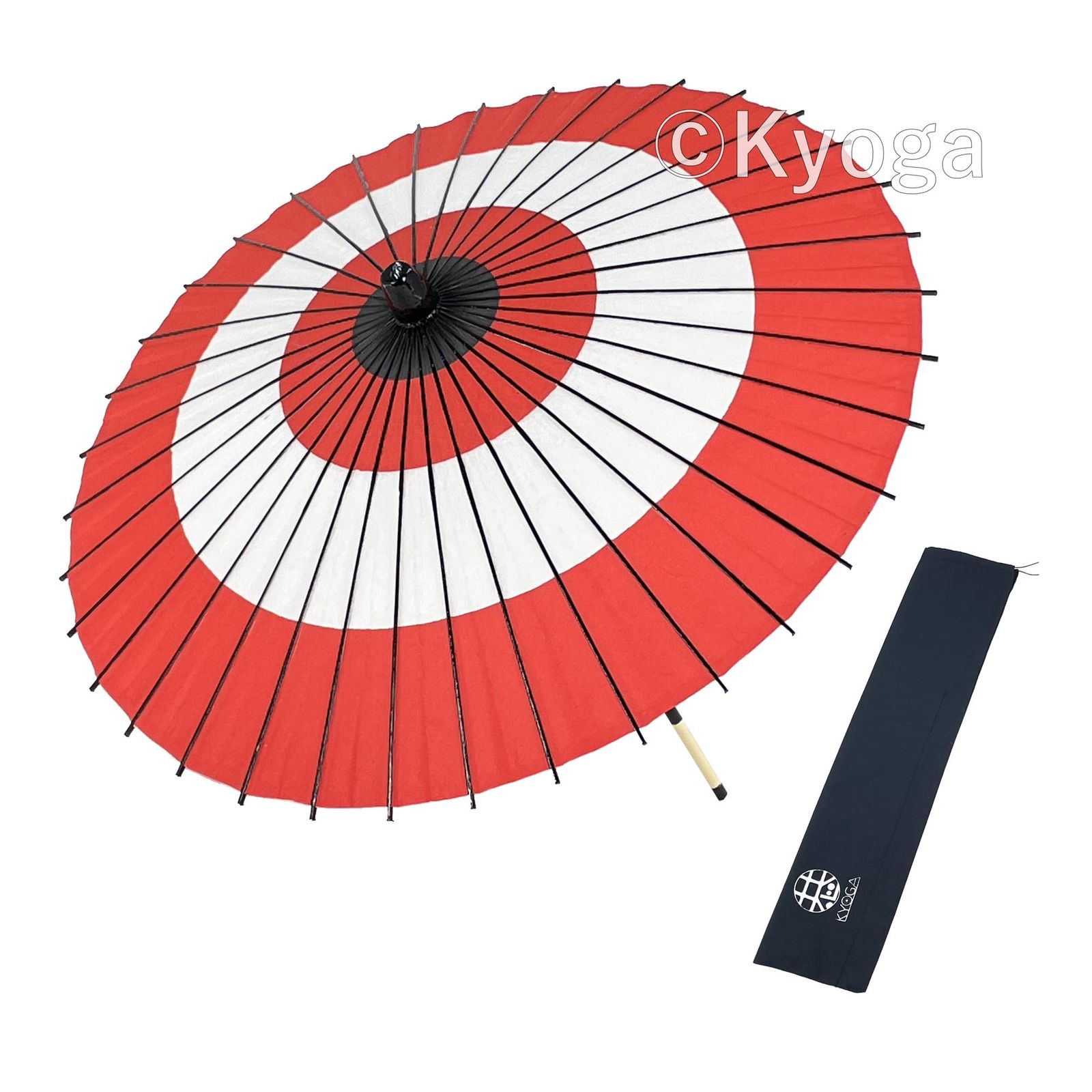 紙和傘　１尺４寸　蛇の目柄　朱色　継柄