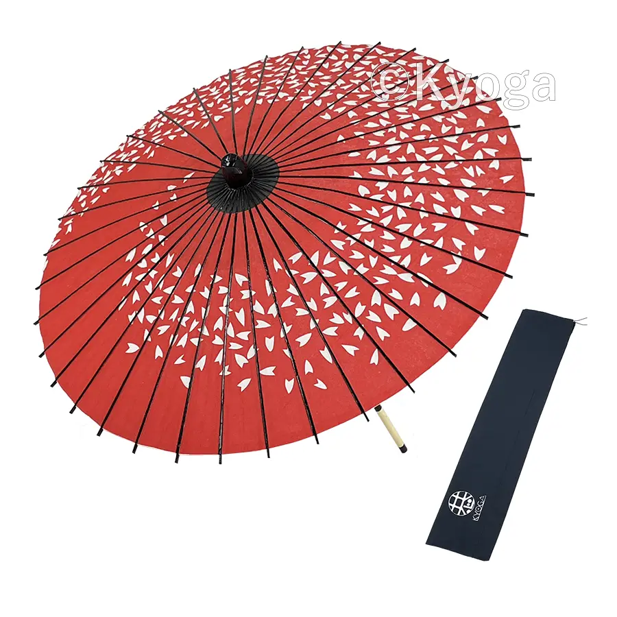 紙和傘　１尺４寸　桜渦　朱色　継柄