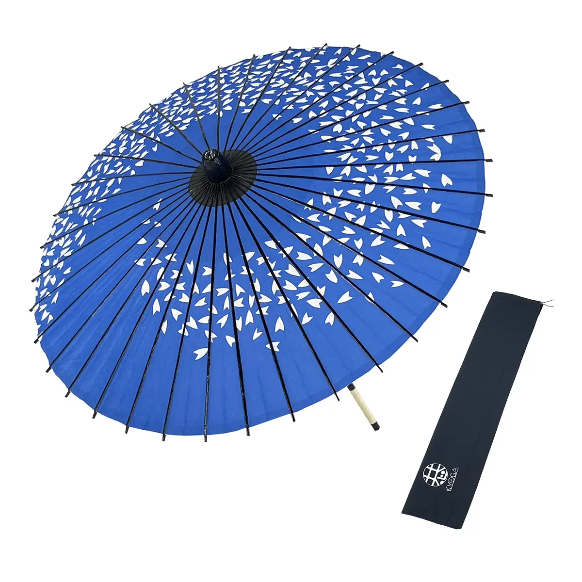 紙和傘　１尺４寸　桜渦　青　継柄