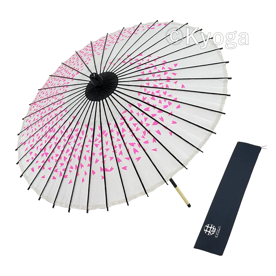 和傘・野点傘専門店 恭雅】紙和傘 1尺4寸 桜渦 白地ピンク 継柄