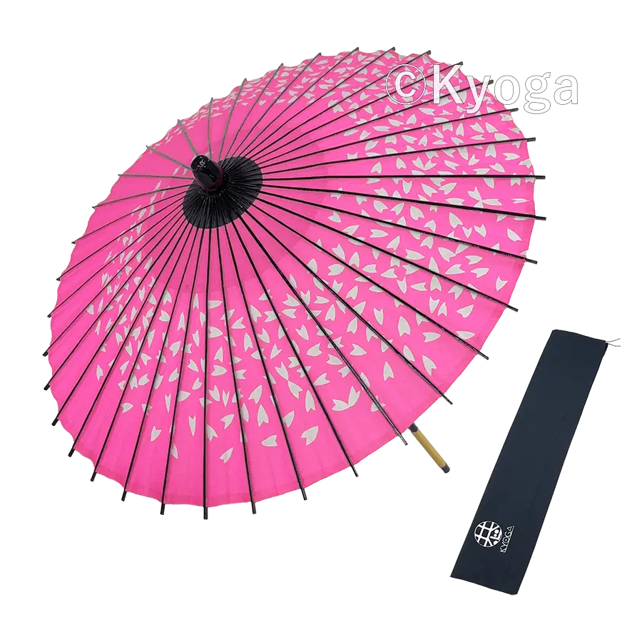 紙和傘　１尺４寸　桜渦　ピンク　継柄