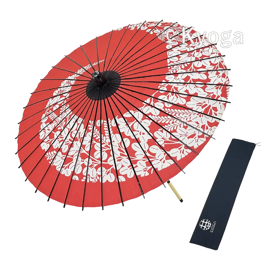 紙和傘　１尺４寸　萩渦　朱色　継柄