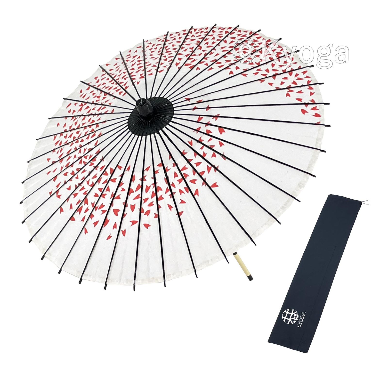 紙和傘　１尺４寸　桜渦　白地赤　継柄