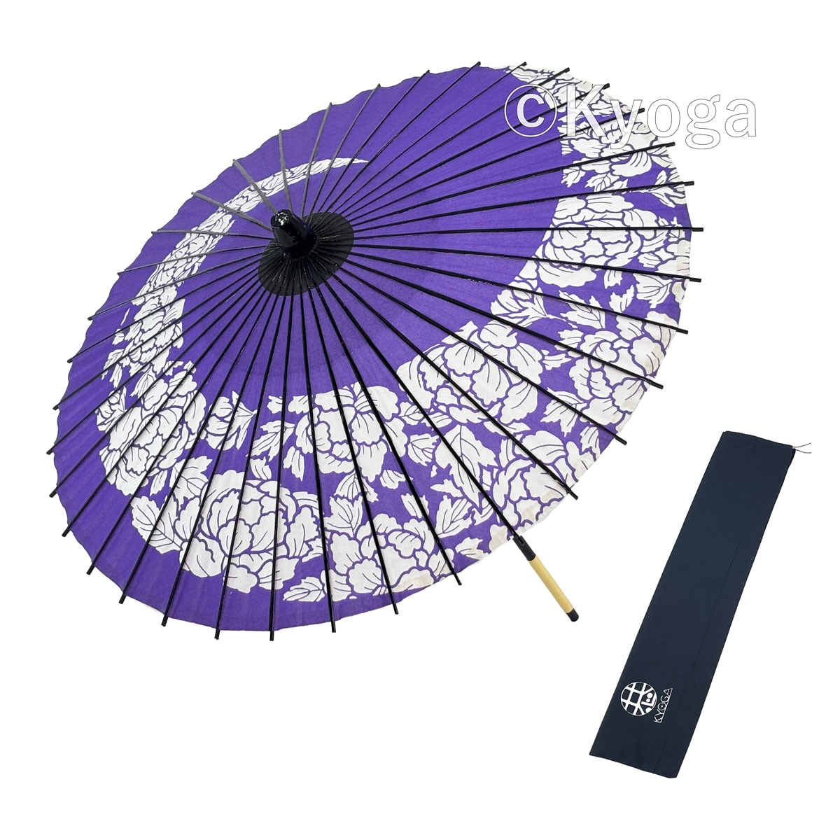 紙和傘　１尺４寸　牡丹渦　紫　継柄