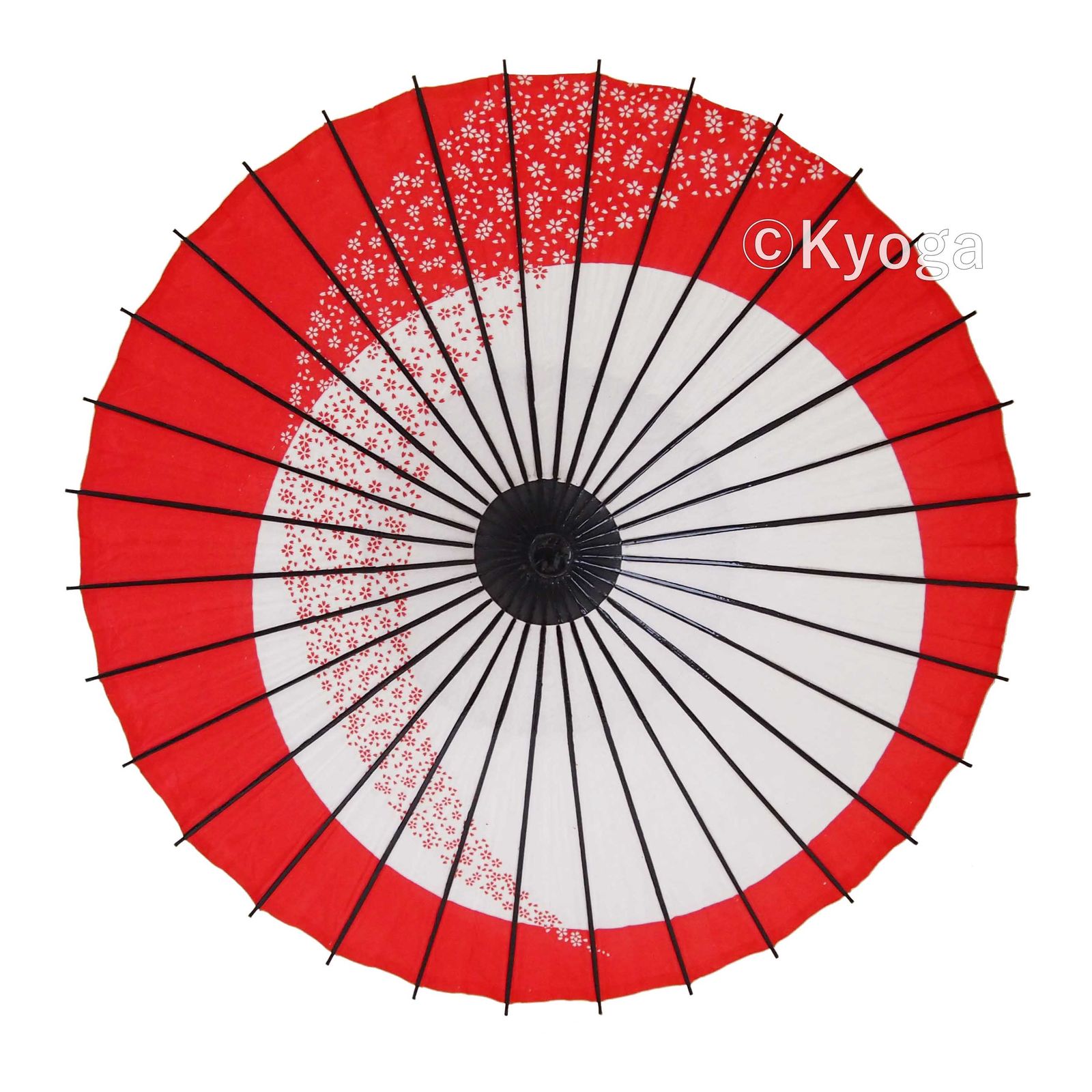 紙和傘　こども用和傘　月やっこ桜流し 朱色　特選飾り糸
