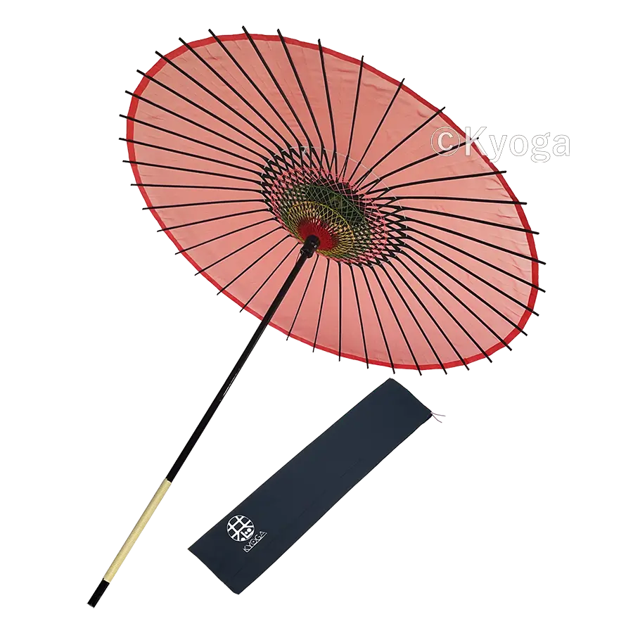 和傘・野点傘専門店 恭雅】絹和傘 無地 赤 1尺6寸 継柄