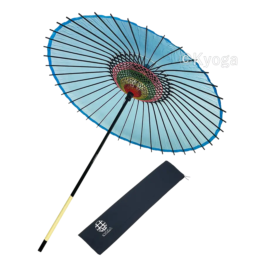 絹傘　１尺６寸　無地　青　継柄