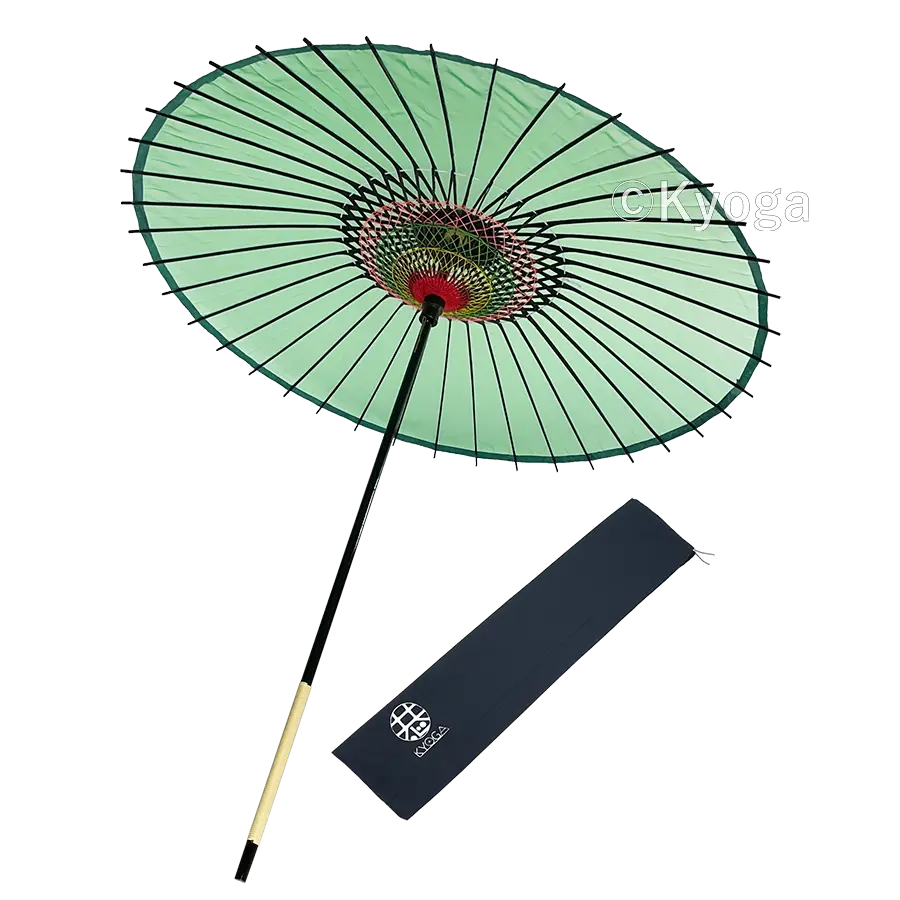 絹傘　１尺６寸　無地　緑　継柄