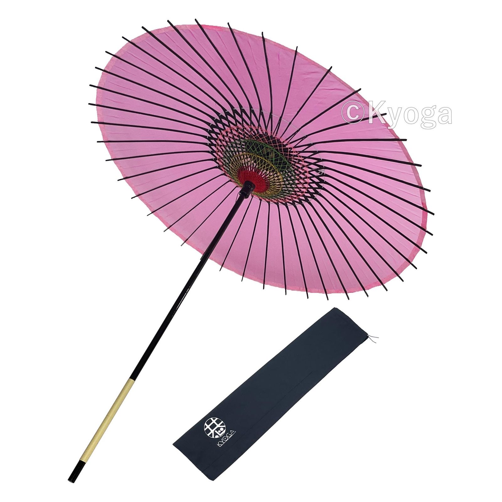 絹傘　１尺６寸　無地　ピンク　継柄