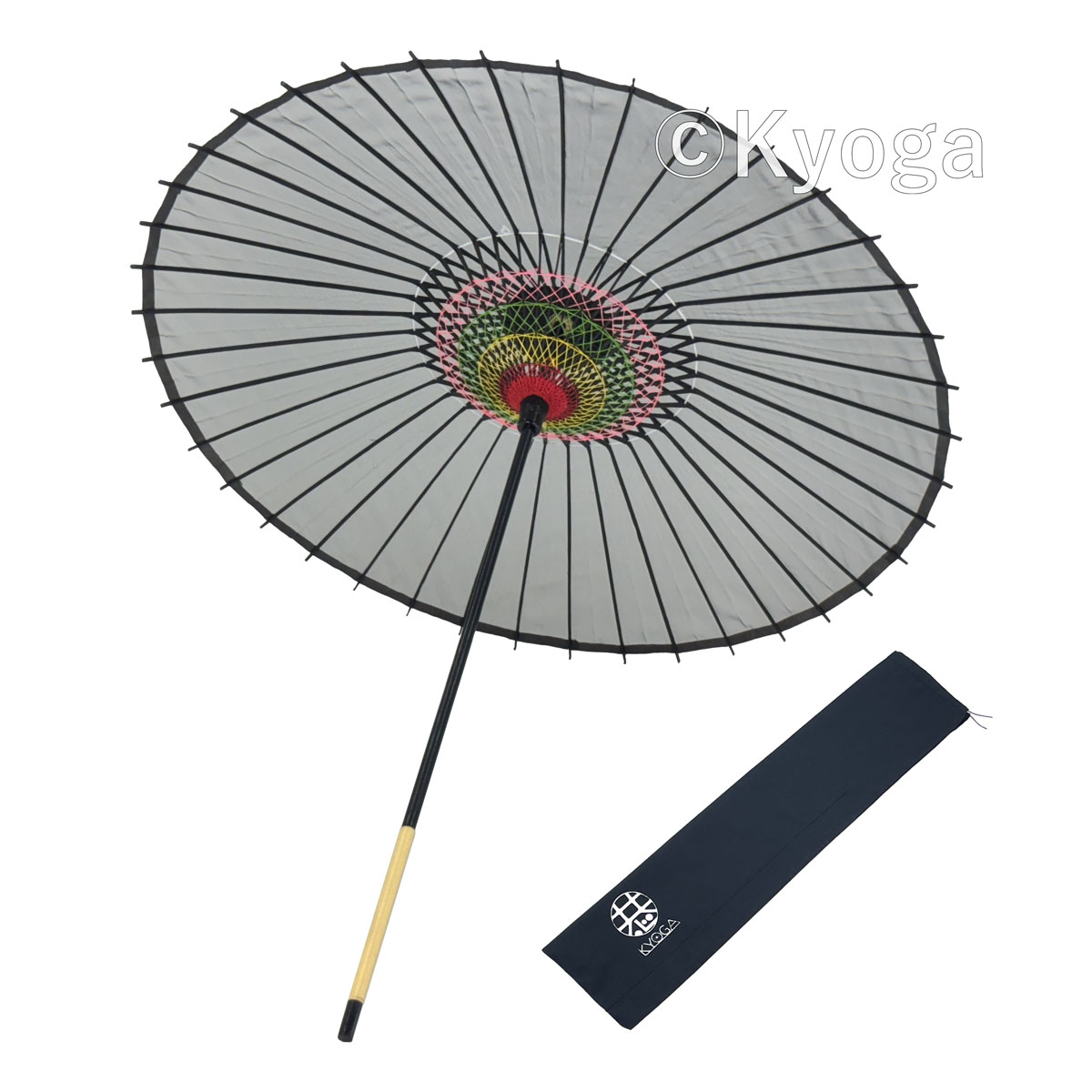 絹傘　１尺６寸　無地　黒　継柄