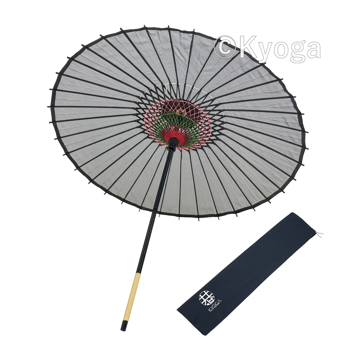絹傘　１尺４寸　無地　黒　継柄