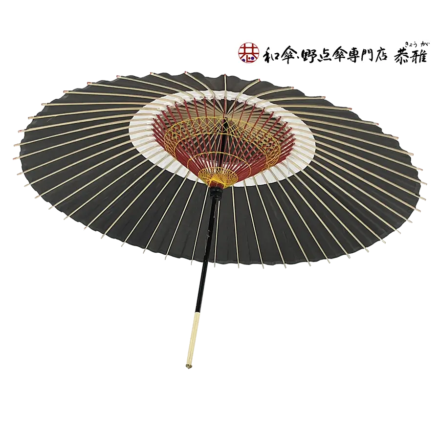 特選蛇の目傘　蛇の目柄　黒　※雨天使用可　(自社調合植物油塗布品)