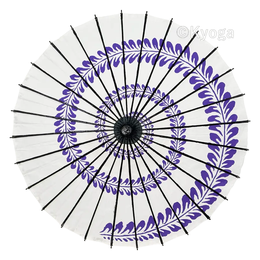和傘・野点傘専門店 恭雅】 唐傘 － 唐傘(直径約81cm) 藤渦 白地紫