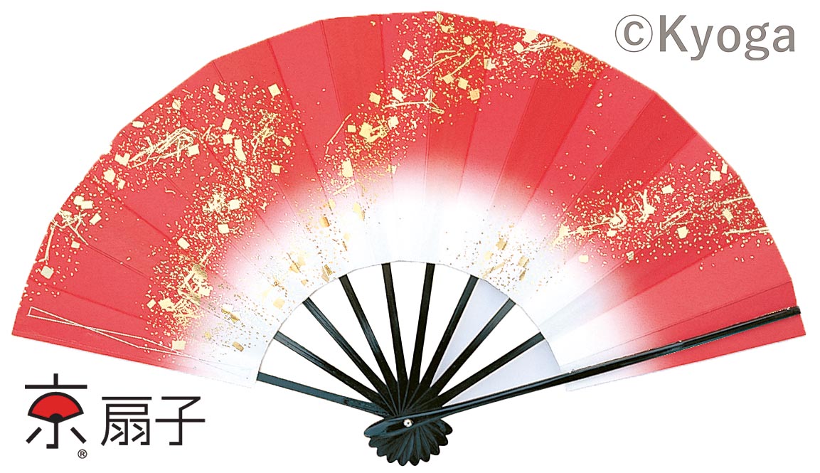 【メール便可】舞扇子　澄水明流　赤色　黒塗骨　9寸5分