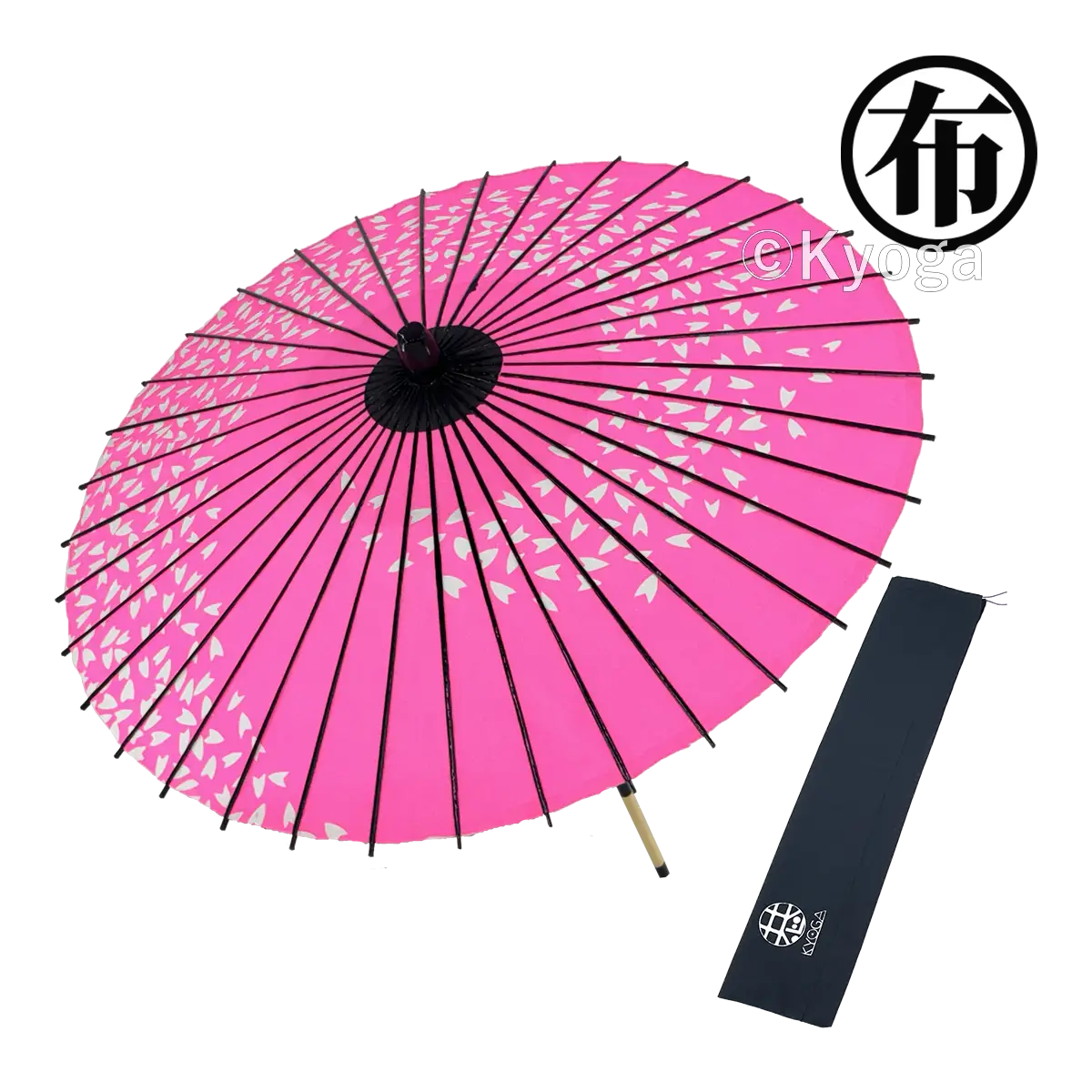 布傘　１尺４寸　桜渦　ピンク　舞傘仕様　継棒
