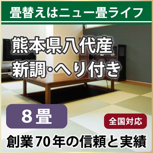 【全国対応】畳替え8畳セット（新調/へり付き/畳）【い草】【基本施工費込】