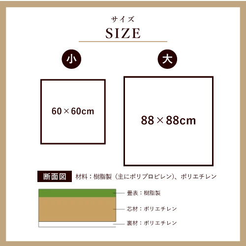 洗えるへりなしフロアー畳 60×60cm<p> 置き畳 国産 畳 マット