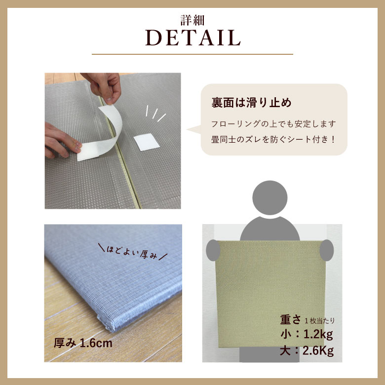 洗えるへりなしフロアー畳 60×60cm<p> 置き畳 国産 畳 マット