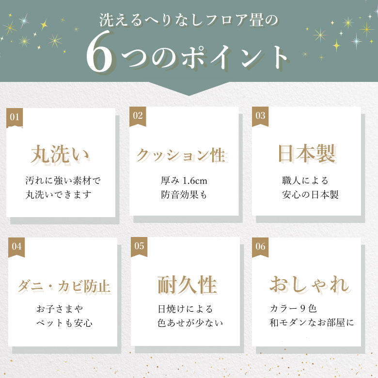 洗えるへりなしフロアー畳 88×88cm <p>置き畳 国産 畳 マット