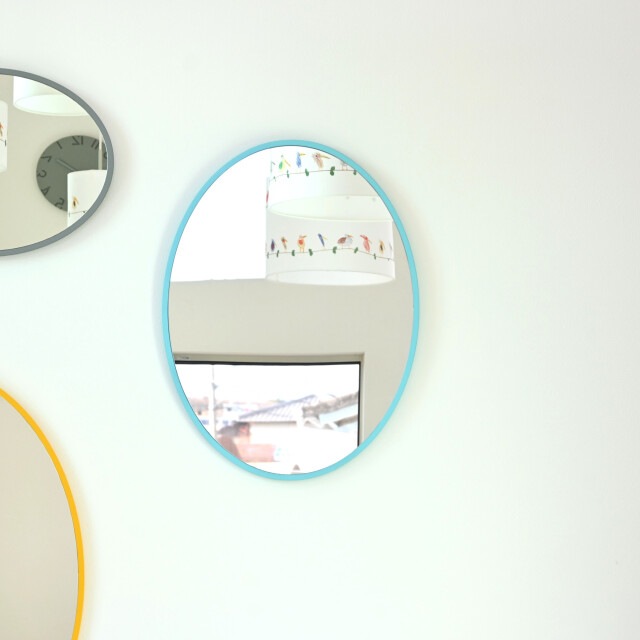 ミラー 鏡 丸い 壁掛けミラー 日本製<br>ronda (ロンダオーバル) 45×60cm<br>木枠 全7色