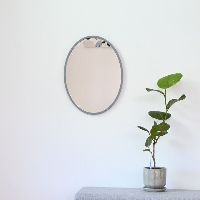 ミラー 鏡 丸い 壁掛けミラー 日本製<br>ronda (ロンダオーバル) 34×45cm<br>木枠 全7色