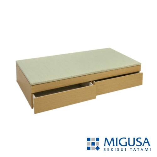 収納付き 畳 ベンチ「結-yui-」<br>〈80×160cm 引出付／美草・日本製〉<br>小上がり・高床式ユニット／畳表5色×木部2色