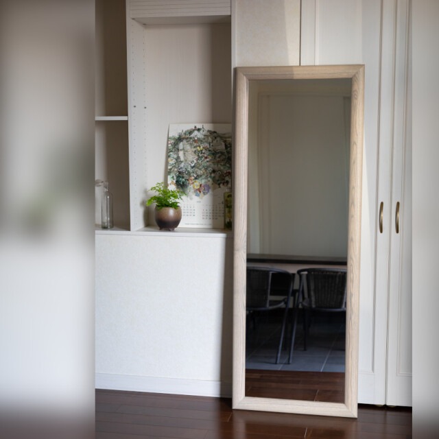 SOL（ソル）59×161cm ホワイトアッシュ<br> 姿見 壁掛けミラー 全身鏡 4色 立て掛け 飛散防止 国産 日本製