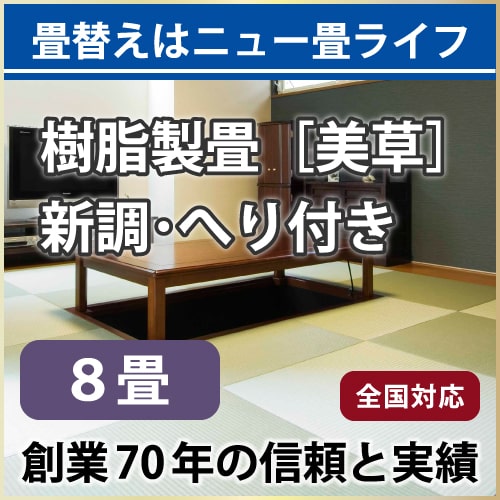 【全国対応】畳替え8畳セット（新調/へり付き）【美草】【基本施工費込】