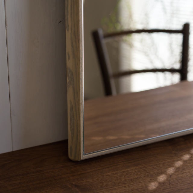 全身鏡 日本製 ウォールミラー <br>  Stella （ステラ）48×124cm ホワイトアッシュ<br>木枠 全4色 壁掛けミラー 立て掛け