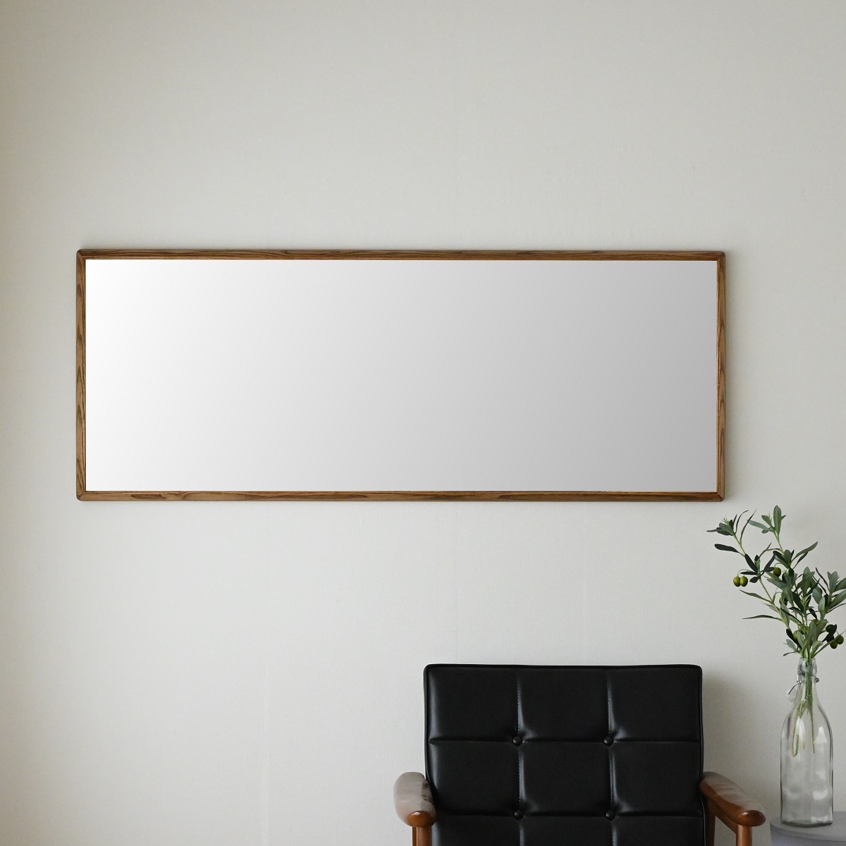 全身鏡 日本製 ウォールミラー <br>  Stella （ステラ）48×124cm ホワイトアッシュ<br>木枠 全4色 壁掛けミラー 立て掛け