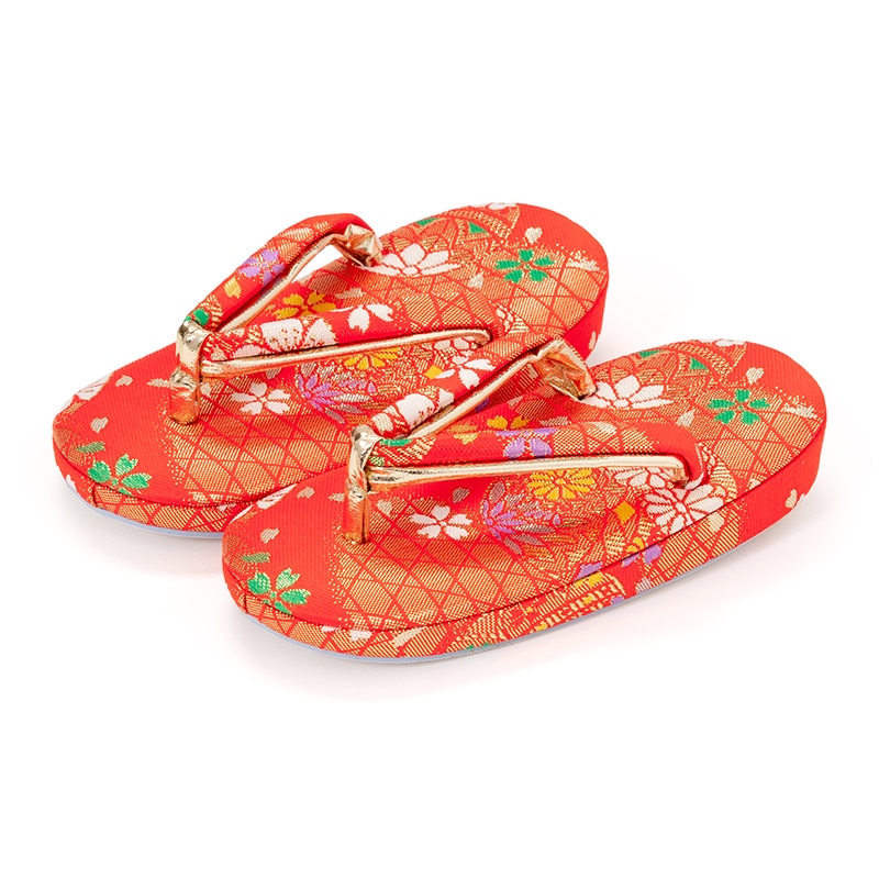 女の子草履 赤 金襴 1才(15.0cm) 女児 女子 子供 キッズ ベビー | 子供