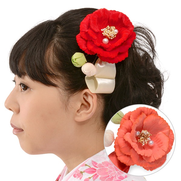 半額以下 最終値引き】髪飾り 2点セット アンジェラ 椿 パール付 成人  