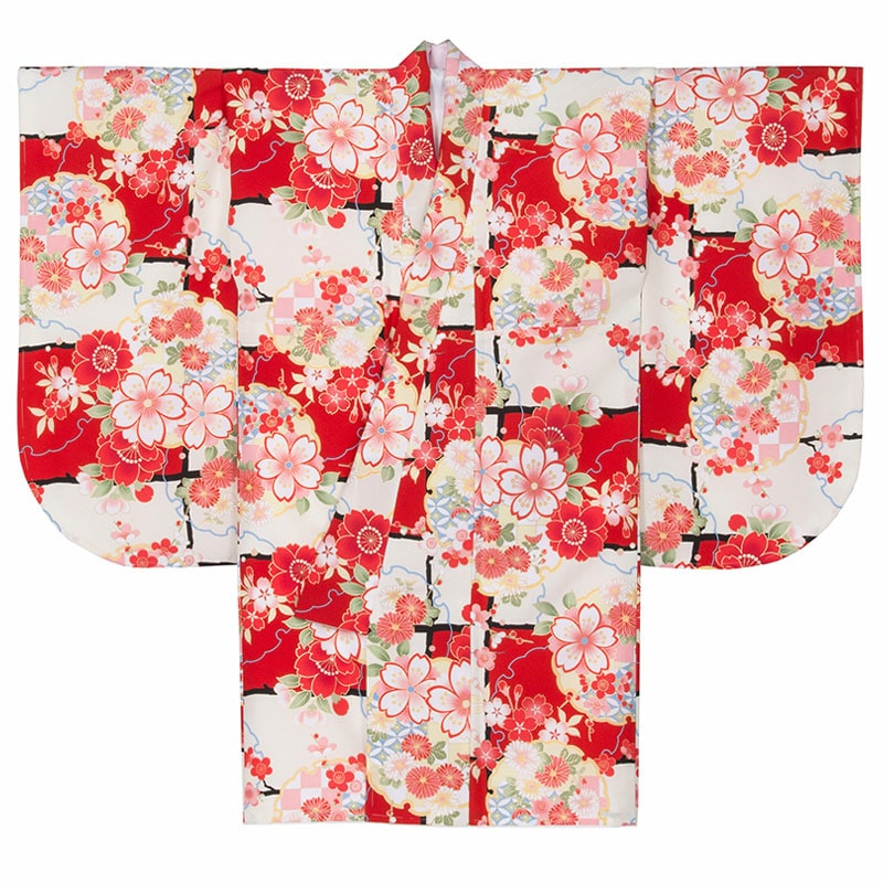 2尺袖 ポリエステル着物 袴用 異素材 モダン 蔓花文様 SOUBIEN 二尺袖 着物 ショート丈 単品 袴 卒業式 青 灰色