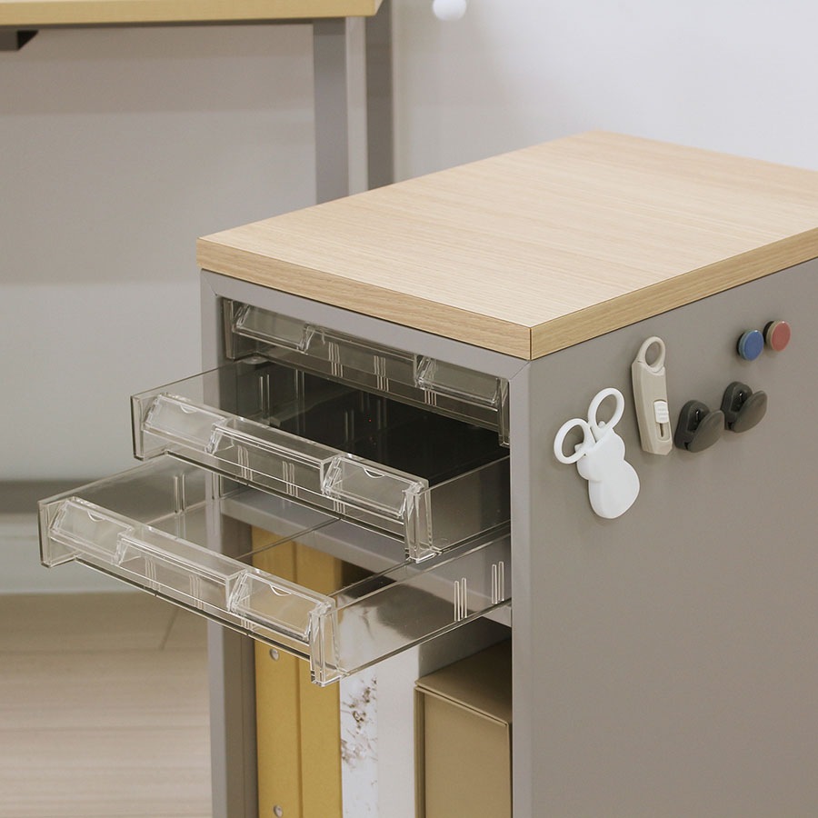 天板付クリアケースワゴン