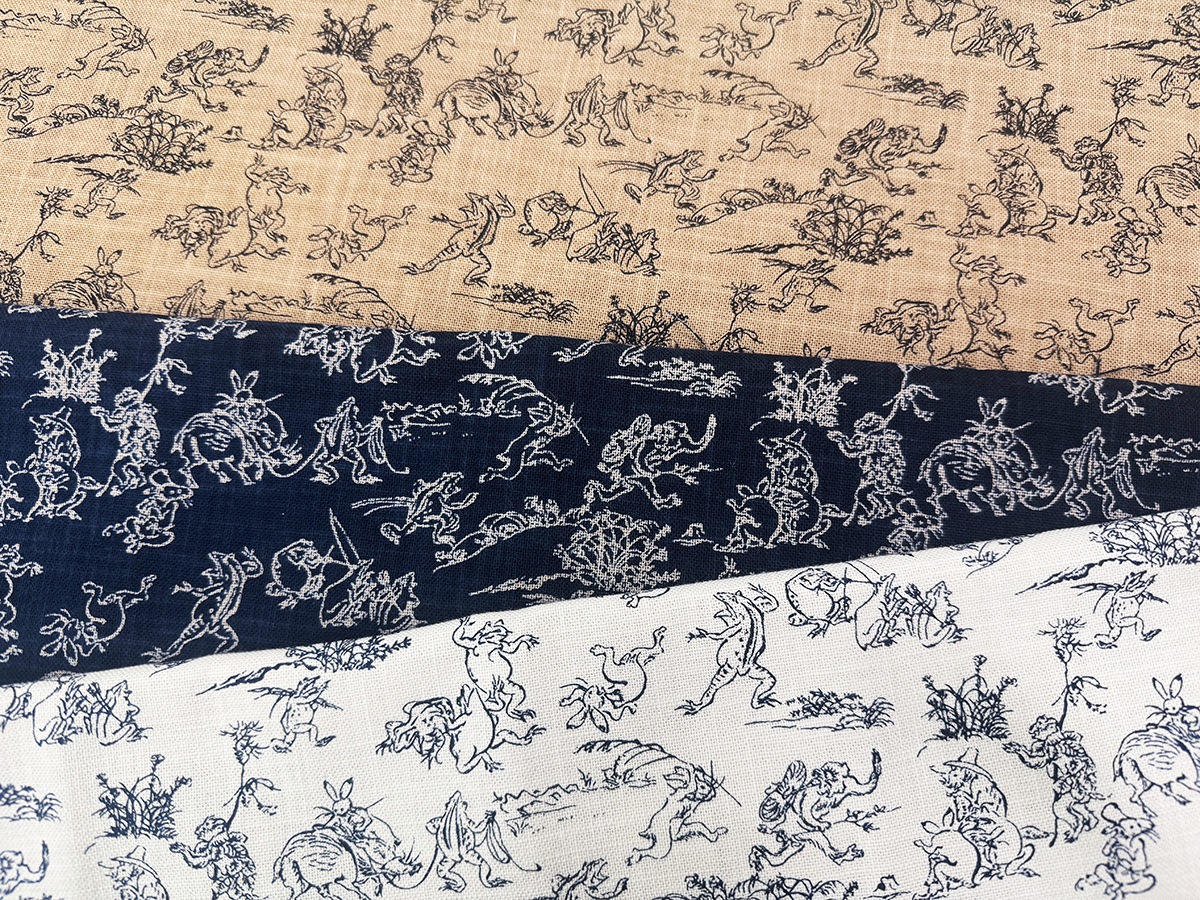 絹羽二重　珠の肌パフ　鳥獣戯画