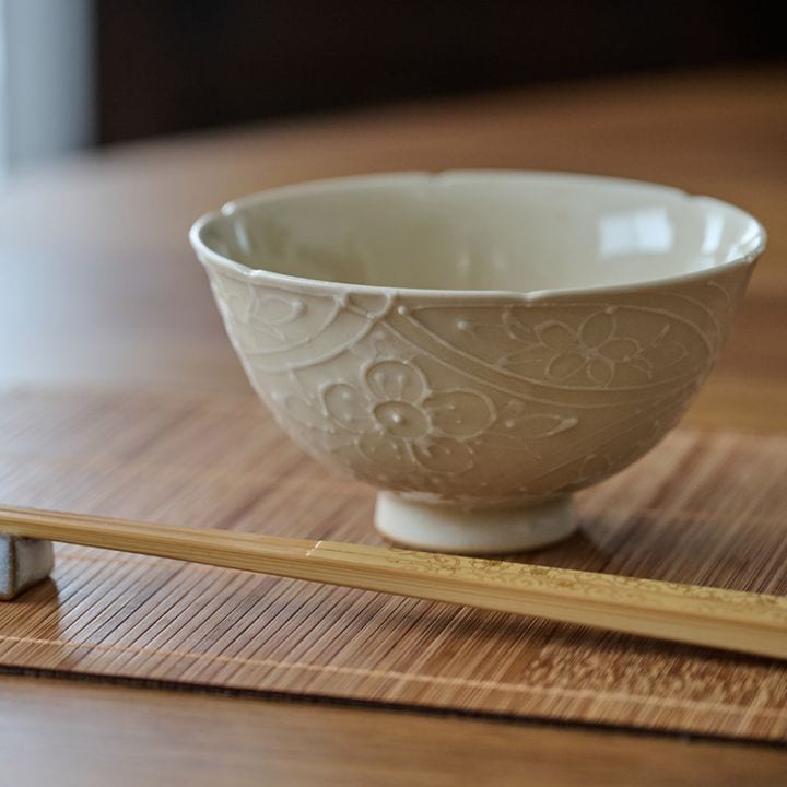 【受注生産／50個限定】灰琥珀釉花七宝碗