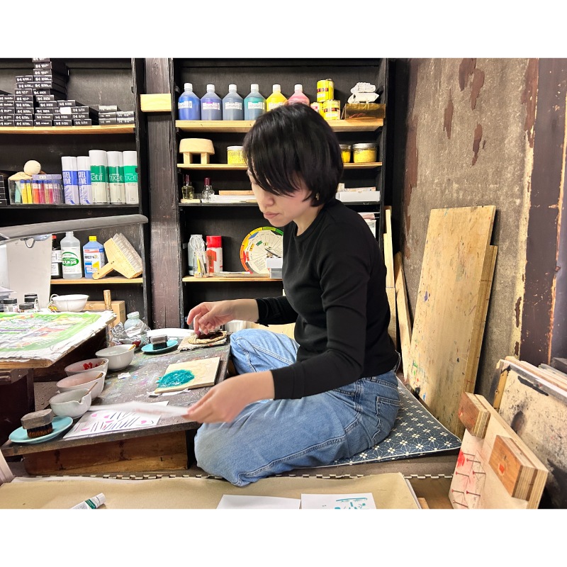 木版年賀状《夢を叶えに》  