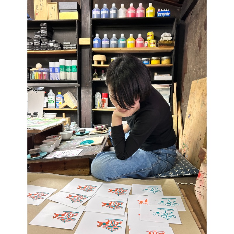 木版年賀状《夢を叶えに》  